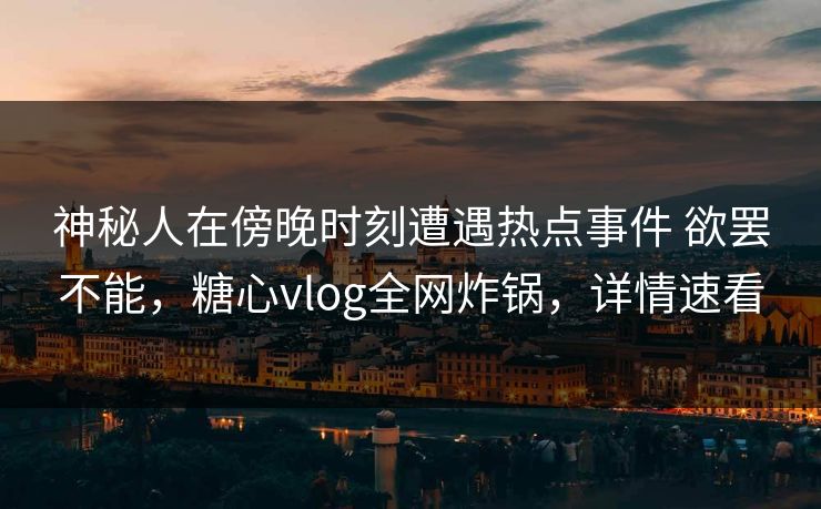 神秘人在傍晚时刻遭遇热点事件 欲罢不能，糖心vlog全网炸锅，详情速看