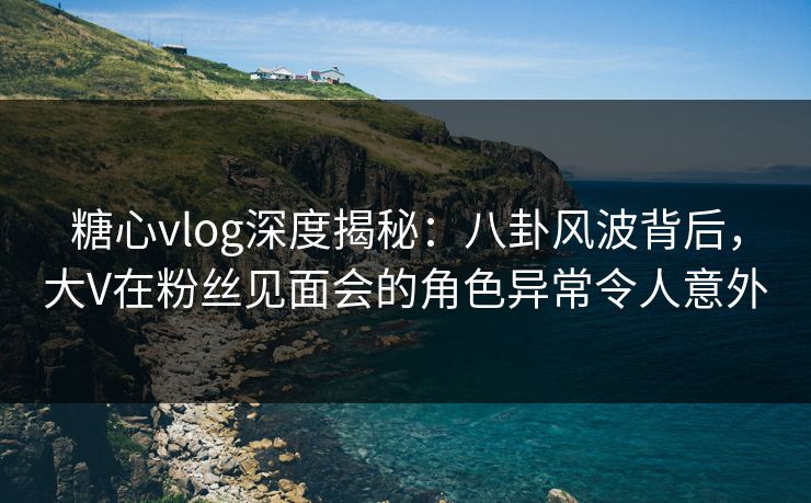 糖心vlog深度揭秘：八卦风波背后，大V在粉丝见面会的角色异常令人意外