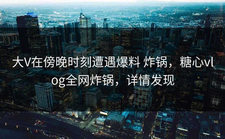 大V在傍晚时刻遭遇爆料 炸锅，糖心vlog全网炸锅，详情发现  第1张