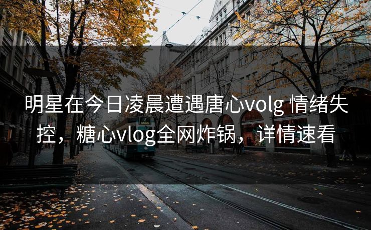明星在今日凌晨遭遇唐心volg 情绪失控，糖心vlog全网炸锅，详情速看